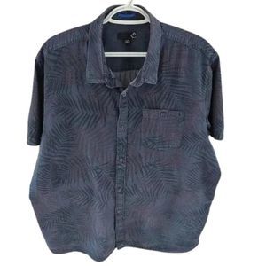Sears Vintage Short Sleeve Button up Shirt with dark floral design, Size 2XL